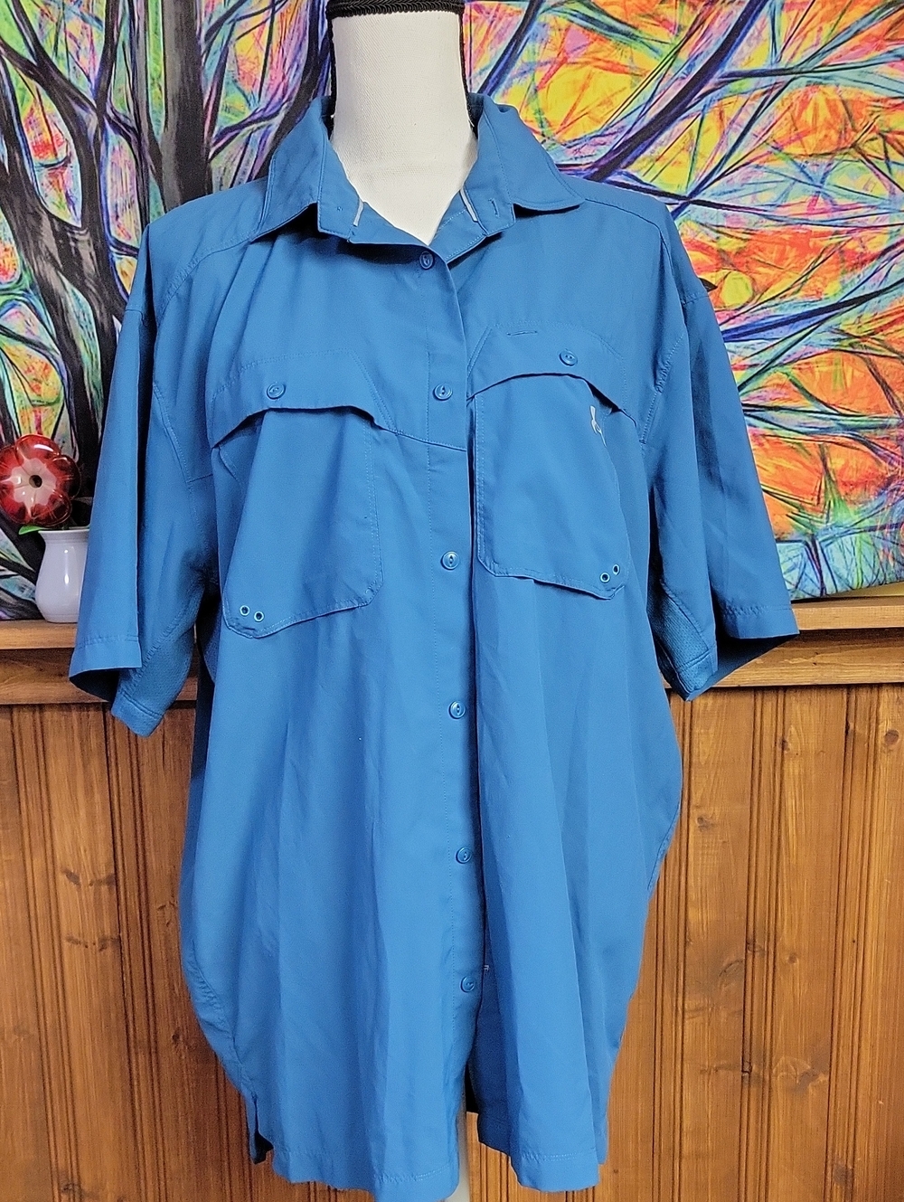 Under Armor  Men's Short-Sleeve Button Shirt - Blue Xl